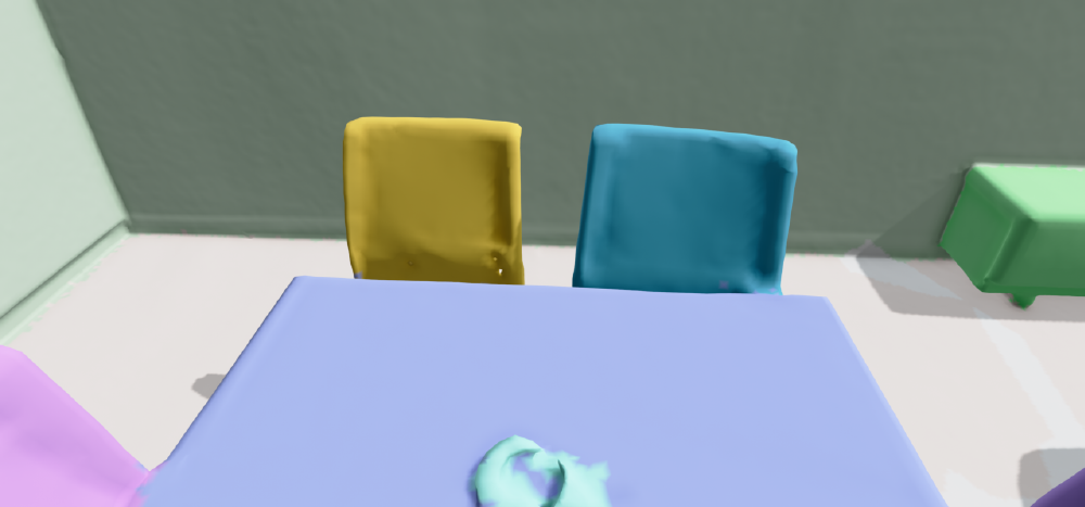 REVISE distinguishes two neighboring chairs in a 3D object map.